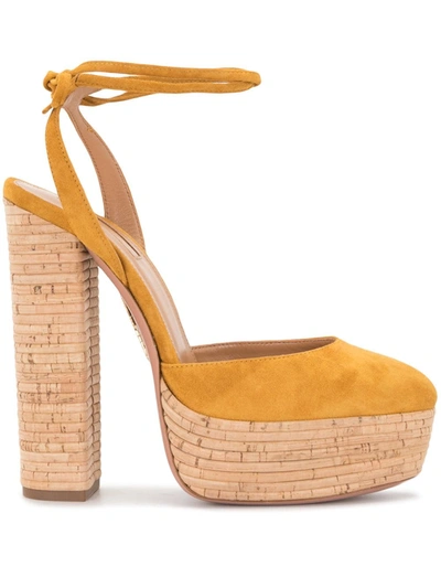 Aquazzura Penelope 140mm Platform Pumps In Saffron