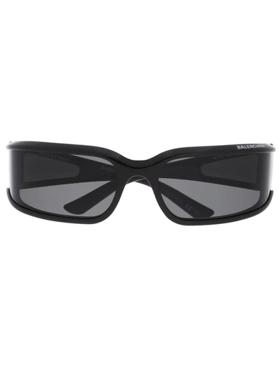 Balenciaga Narrow Rectangular-frame Sunglasses In Black
