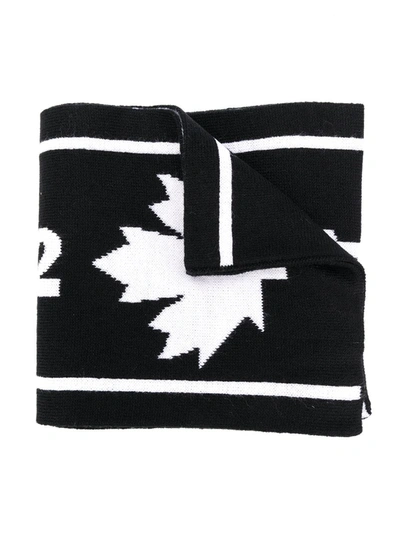 Dsquared2 Babies' Logo-knit Scarf In Black