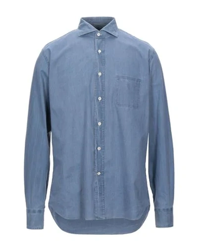 Alessandro Gherardi Solid Color Shirt In Slate Blue