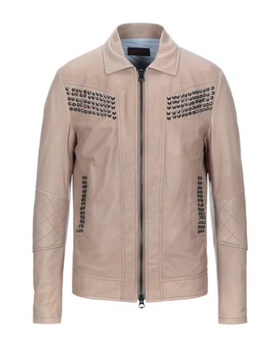 Arc Leather Jacket In Beige