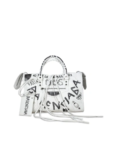 Balenciaga Graffiti City Shoulder Bag In White