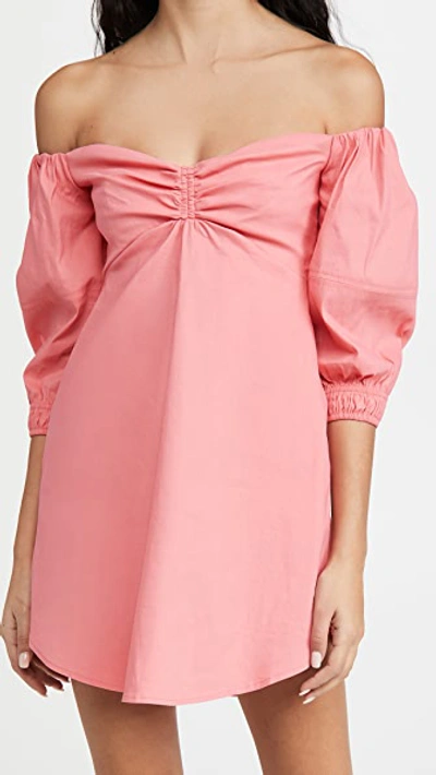 A.l.c Mila Off The Shoulder Stretch Linen Blend Minidress In Lychee