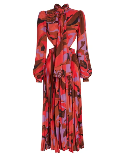 Ronny Kobo Lauren Printed Cut-out Midi Dress In Multi