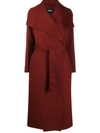 Mackage Mai' Double Face Wool Belted Waterfall Collar Coat In Red