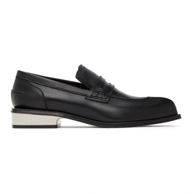 Alexander Mcqueen Black & Silver Sculpted Heel Loafers