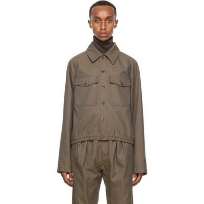 Lemaire Brown Military Jacket In 433 Ocre Br
