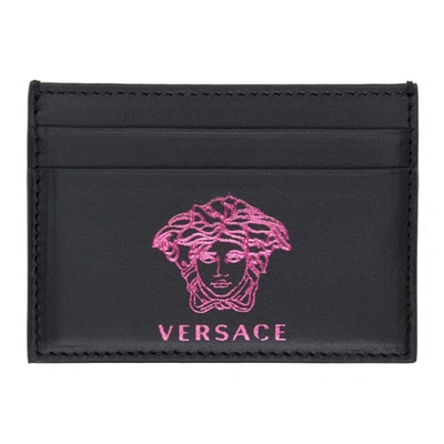Versace Black And Pink Pop Medusa Card Holder In Dnfot Black