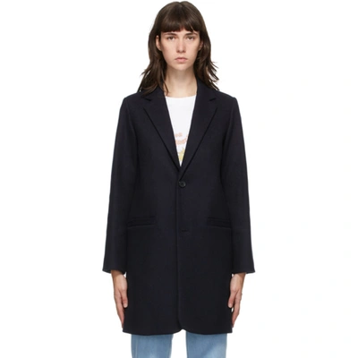 Apc Navy Wool Carver Coat In Pia Marine ModeSens