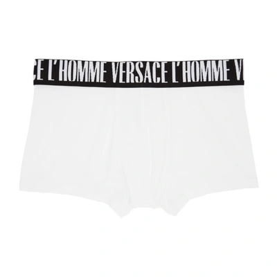 Versace White & Black Modal Boxer Briefs In A1001 White