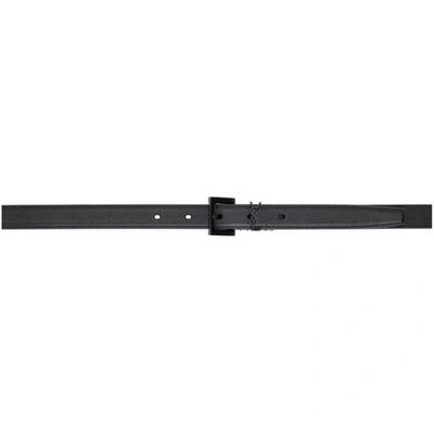 Saint Laurent Black Leather Narrow Monogramme Belt In 1000 Black