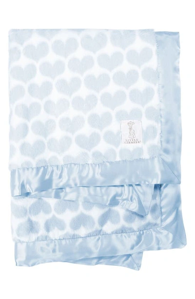 Little Giraffe Luxe(tm) Heart Army Faux Fur Baby Blanket In Blue