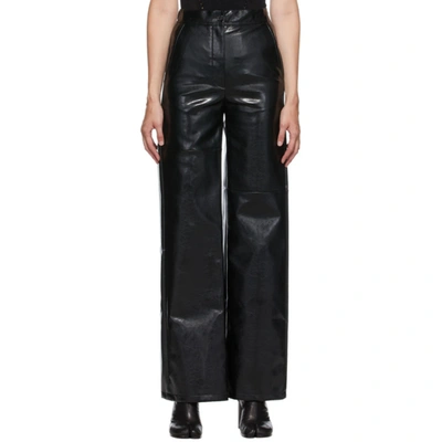 Mm6 Maison Margiela Black Pleather Trousers In 900 Black