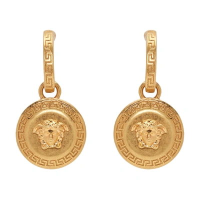 Versace Gold Medusa Tribute Pendant Earrings In Kot Gold