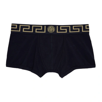 Versace Underwear 海军蓝 And 金色 Medusa 平角内裤 In Black/gold