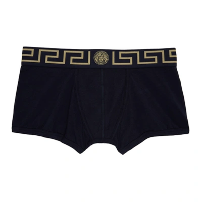 Versace Navy Medusa Boxer Briefs In Black/gold