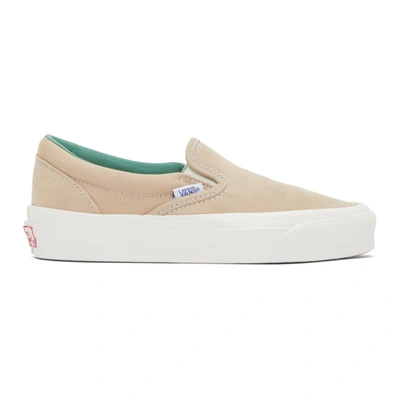 Vans Og Classic Lx Suede And Canvas Slip-on Sneakers In Beige