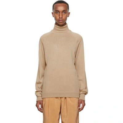 Lemaire Beige Wool Turtleneck In 261 Doe Bei