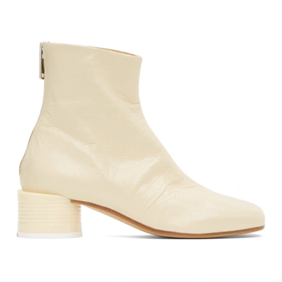 Mm6 Maison Margiela Off-white Circle Heel Boots In T2081 Mojav
