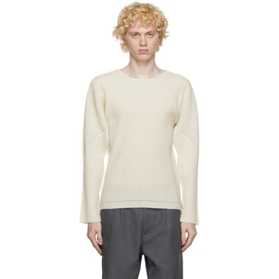 Issey Miyake Homme Plisse  Off-white A-poc Long Sleeve T-shirt In 03 Ivory