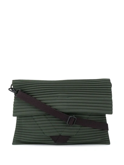 Issey Miyake Homme Plisse  Green Pleated Flat Bag