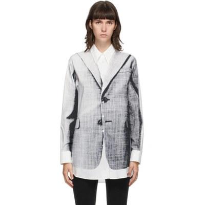 Mm6 Maison Margiela White Oversized Jacket Print Shirt In 001s