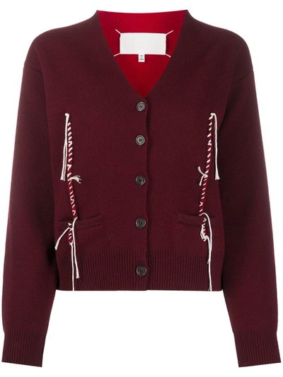 Maison Margiela Twisted Thread Detail Cardigan In Red