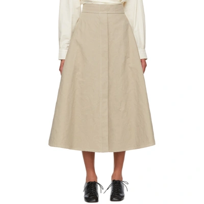 Lemaire Linen-blend Canvas Midi Skirt In 204 Light B