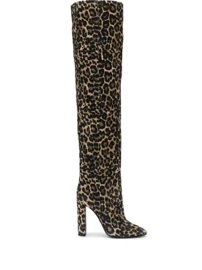Saint Laurent 76 Leopard-print Over-the-knee Boots In Multi