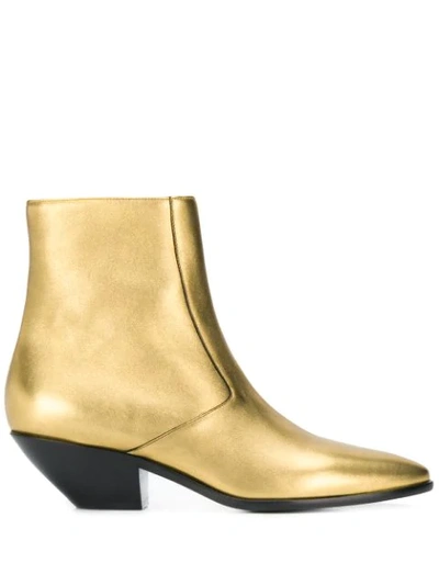 Saint Laurent West 45 Metallic Boots In Gold