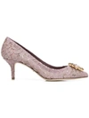 Dolce & Gabbana Charmant Lace Bellucci Pumps In Pink,purple