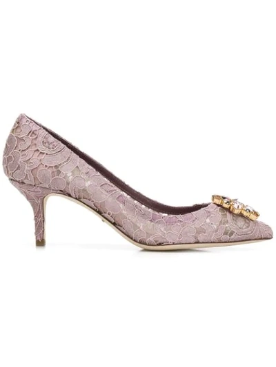 Dolce & Gabbana Charmant Lace Bellucci Pumps In Pink,purple