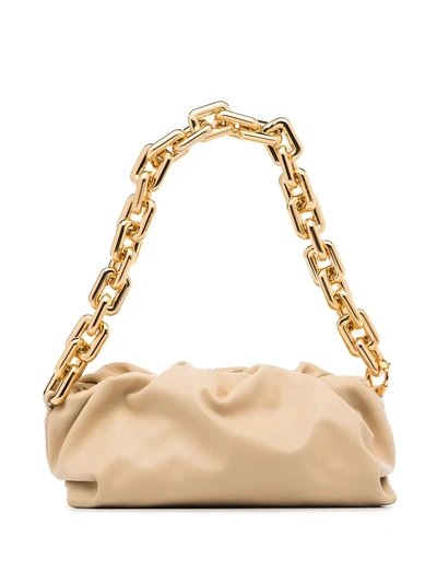 Bottega Veneta Pouch Paper Chain Clutch Bag In Nude/gold