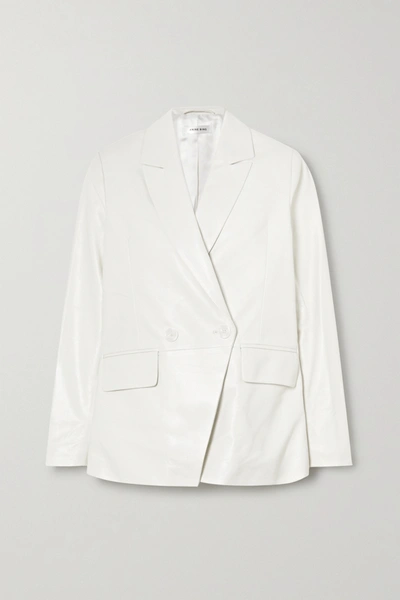 Anine Bing Grace Double-breasted Leather Blazer In White