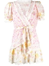 Loveshackfancy Belen Crochet-trimmed Floral-print Broderie Anglaise Cotton Mini Dress In Yellow