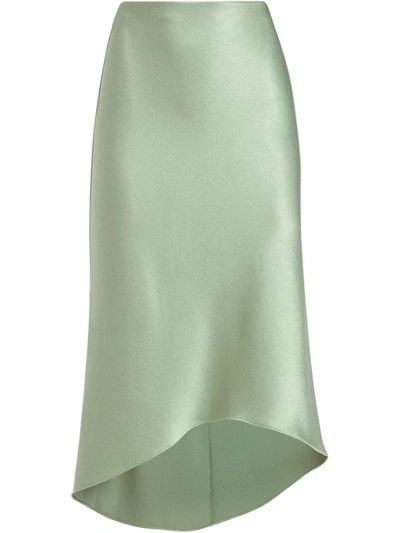 Alice And Olivia Maeve Satin High-low Slip Skirt In Green