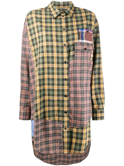 Mcq By Alexander Mcqueen End Of Line Oversized Checked Cotton Mini Shirt Dress In Green
