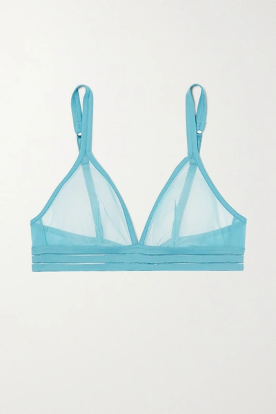 Maison Lejaby Nufit Stretch-tulle And Jersey Soft-cup Triangle Bra In Blue