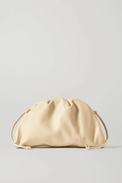 Bottega Veneta The Pouch Small Gathered Leather Clutch In Beige