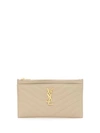 Saint Laurent Monogram Quilted Textured-leather Pouch In Dark Beige