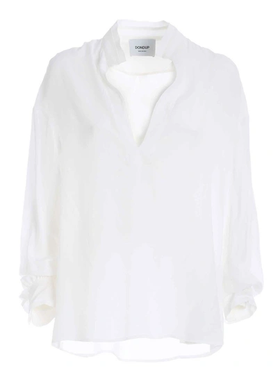 Dondup Semi-transparent Loose Fit Blouse In White