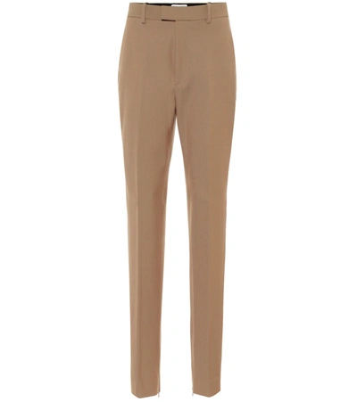 Bottega Veneta High-rise Wool-blend Slim Pants In Brown