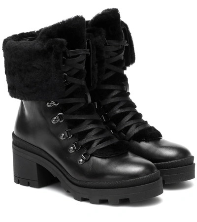 Bogner Belgrade Leather And Shearling Ankle Boots In Black