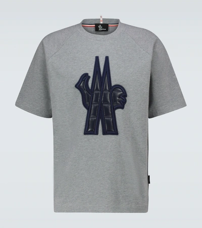 Moncler Logo Cotton Jersey T-shirt In Grey