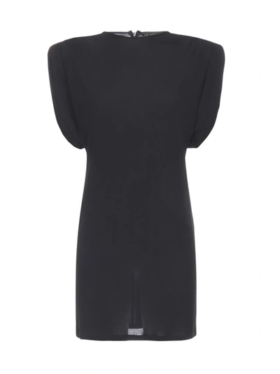 Versace Structured Shoulder Mini Dress In Black