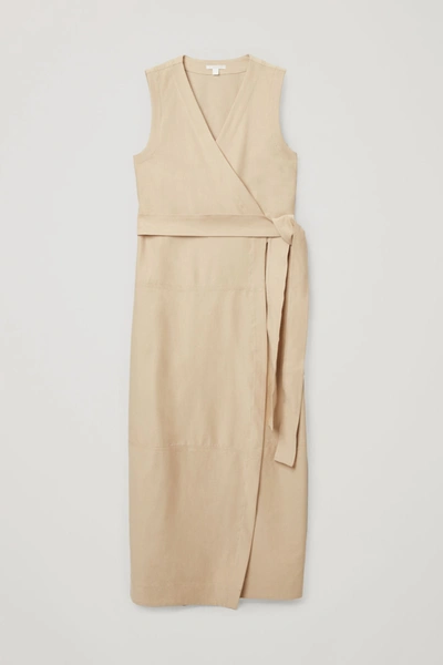 cos sleeveless cotton wrap dress Cotton-mix Belted In Beige Black dress Size:XXXL (PRE-ORDER EARLY OCT) Model-8AI Navy Blue Dress for Zip closure