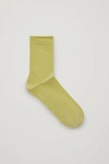 Cos Metallic Socks In Yellow