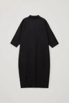 Cos Boiled Merino Wool Roll-neck Maxi Dress In Black