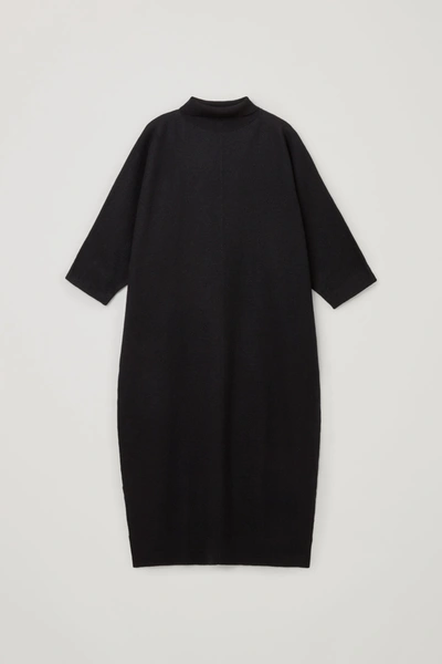 Cos Boiled Merino Wool Roll-neck Maxi Dress In Black