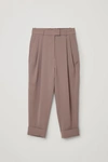 Cos Dropped Crotch Pants With Pleats In Beige